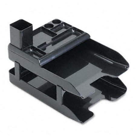 DEFLECTO Deflect-O 583004 Corporate Desk Tray Set  Two-Tier  Plastic  Metallic Black 583004